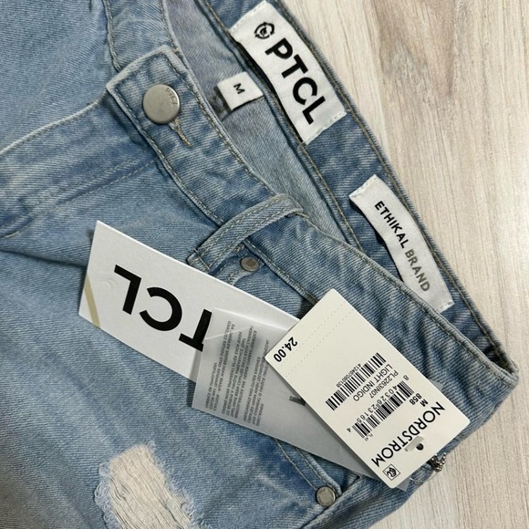 PTCL Distressed Denim Mini Skirt Medium Light Wash - Picture 5 of 6